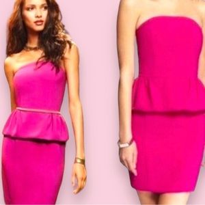 Gorgeous NEW Express Hot Pink Strapless Peplum Dress Size 2!